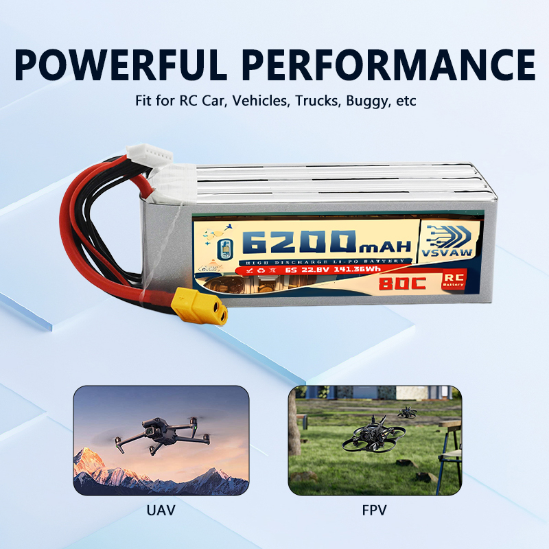 Upgraded VSVAW 6S 22.8V 80C/16 - огляд і ціна 6S Lipo Battery 22.2V 5000Mah